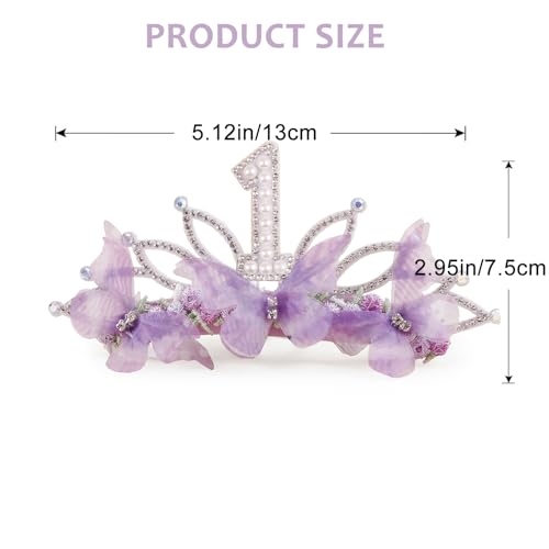 cherrboll Baby Girl Birthday Crown Floral Headband, Soft Flower Head Wrap Tiara Hairband for 1-3 Years Old Toddlers Kids F...