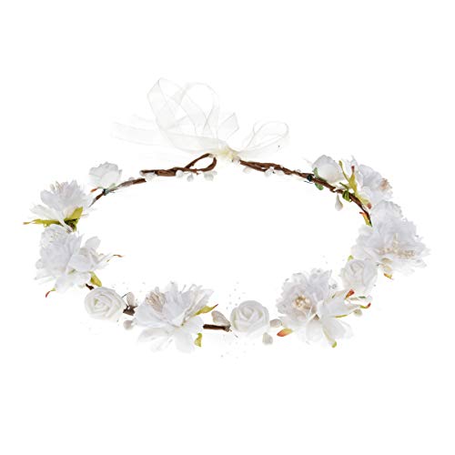 DDazzling Girls Breath Crown Flower Girl crown Floral Headband Wedding Hair Wreath Photo Props (White)