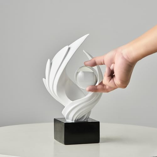 XYQXYQ Abstract Art Sculpture, Resin Gold Decorative Statue, Modern White Ornaments for Living Room, Decorativas Modernas ...