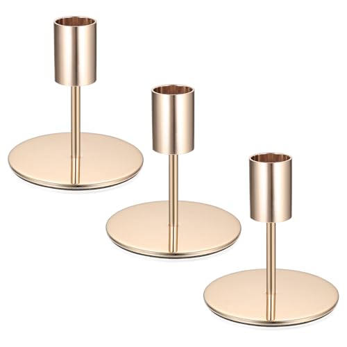 3 Pcs Gold Taper Candle Holders, Gold Candlestick Holderss, Candle Sticks Holder Decor for Mantel Centerpiece Fireplace We...