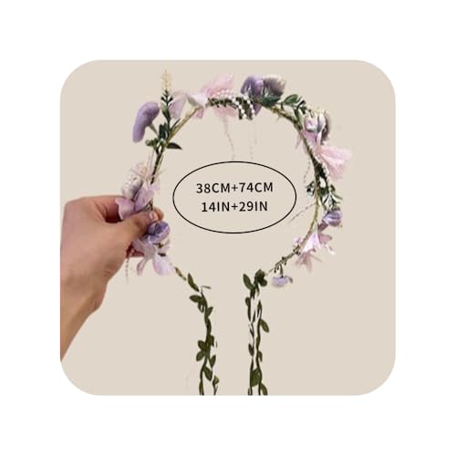 Efficewery Boho Floral Crown for Women– Adjustable Faux Silk Flower Headband, Handmade Wedding Hair Accessory for Festival...