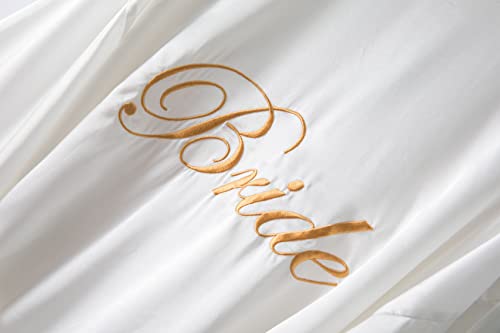 5 Pcs Bridesmaid Kimono Robe Sets Bride Silky Wedding Day Bathrobe with Lace Trim Embroidered Getting Ready