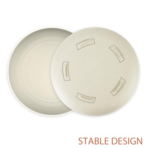 Wrova Large Wheat Straw Dinner Plates - 11 Inch Set of 8 - Unbreakable, Dishwasher & Microwave Safe - Deep Edge for Kitche...