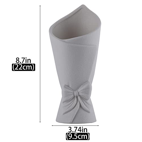 Frosted Porcelain Floral Handmade Vases,Frosted Ceramic vases,Geometric Ceramic Flower Vase for Modern Home Decoration and...