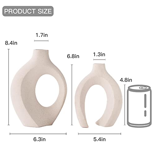 Lvases Snuggle Hollow Ceramic Vase Set of 2, Nordic Modern Boho ins Style Decorative Ceramic Aesthetic Flower Vase for Hom...