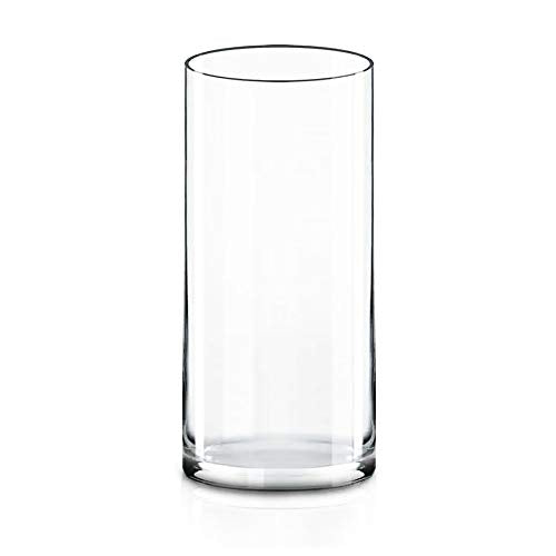 CYS Excel Clear Glass Cylinder Vase (H:9" D:4") Flower Vase Centerpieces Hurricane Floating Candle Holder
