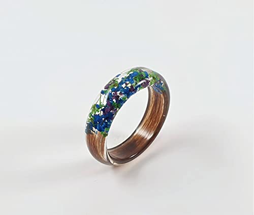 Lock of Hair Keepsake Ring with Flowers Memorial Jewelry Mom Dad Nan Child Pet Loss Horse Custom Resin Band