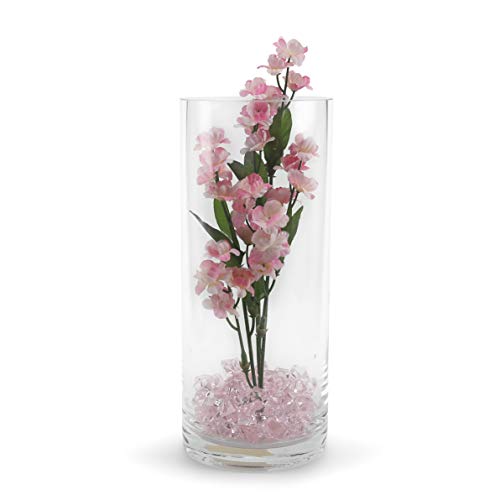 WGVI Quality Thick Weighted Clear Cylinder Glass Vases, 4" W x 10" H, Flower Arrangement Floating Candle Holders Wedding C...