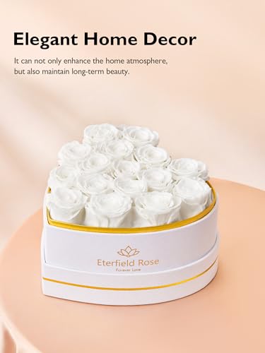 Eterfield 16 Forever Flowers in Heart Shape Box, Preserved Roses That Last a Year Preserved Flowers Birthday Gifts for Her...