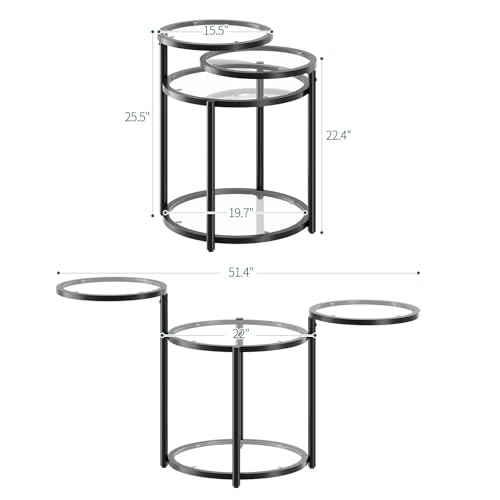 Curlaky Round Glass Coffee Table - 4 Tier Coffee Tables for Living Room with Rotating Top, Circle Coffee Table with Storag...