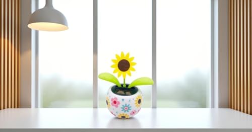 WNHNO Solar-Powered Dancing Sunflower Decor - Swaying Motion Garden and Car Accessories with Vibrant Planter, Durable Desi...