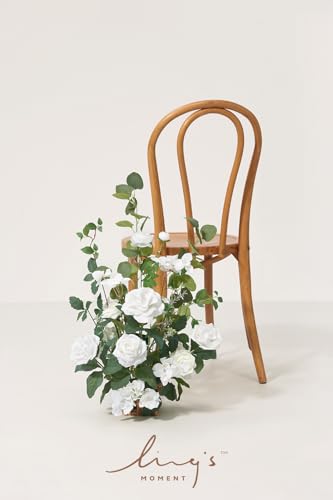 Ling's moment 17.5" Tall Standing Artificial Flowers Arrangements 4 pcs Wedding Aisle Runner Chair Decorations White Sage ...