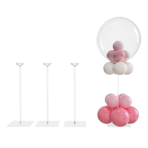 YALLOVE Clear Acrylic Tabletop Balloon Stand Kit, 15.75 Inch 4 pack Balloon Stick Holder with Base for Table Top Centerpie...