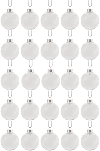 Creative Hobbies® - Bulk Value Pack of 25 pcs - 67mm (2-5/8 Inch) Round Clear Plastic Ball Ornaments - Great for Crafting ...