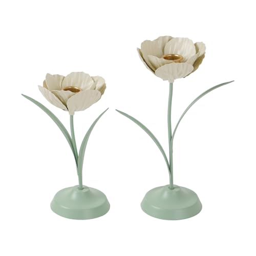 NIKKY HOME Tulip Taper Candle Holders Set of 2, Vintage Elegant Flower Shaped Metal Candlestick for Table Centerpieces, We...
