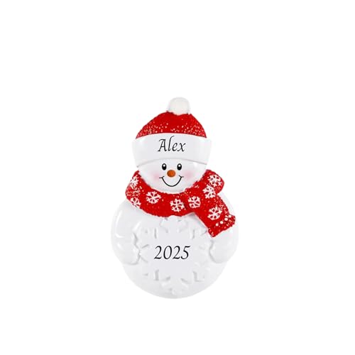 2025 Snowman Kids Personalized Christmas Ornament – Custom Resin Ornament with Child’s Name – Cute Holiday Keepsake for Bo...