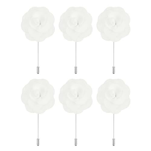 MECCANIXITY 6Pcs Groom Boutonnieres Rose Boutonnieres Pins for Men Wedding Ceremony Anniversary Formal Dinner Party Suit D...