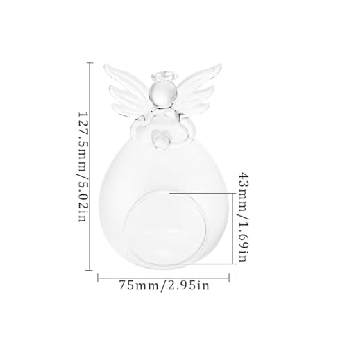 COMZPLIFE Clear Glass Angel Tealight Candle Holders Hanging Votive Candlestick Plants Flower Vase for Wedding Christmas Va...