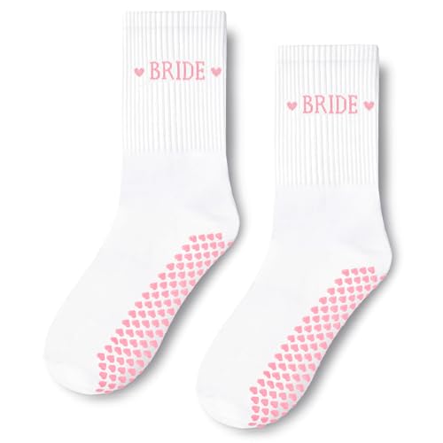 Etercycle Bride Pilates Socks, Bridal Shower Gifts Yoga Grip Sock for Women, Soft Cotton Non Slip Sock Wedding Bachelorette