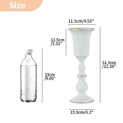Nuptio 2 Pcs Metal Flower Vase White Table Decorative Centerpiece, Elegant Wedding Centerpieces Vase for Party Anniversary...