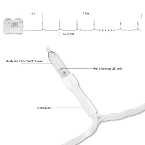 Filltown Christmas Lights Battery Operated, 33Ft 100 LED Warm White Xmas Lights with Auto Timer & 8 Modes, Shatterproof Wa...
