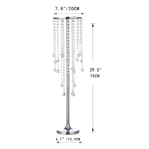 29.5" Tall Flower Stands for Wedding Centerpieces, Set of 10 Silver Metal Flower Candle Holders, Elegant Vases with Chande...