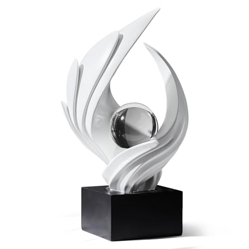 XYQXYQ Abstract Art Sculpture, Resin Gold Decorative Statue, Modern White Ornaments for Living Room, Decorativas Modernas ...