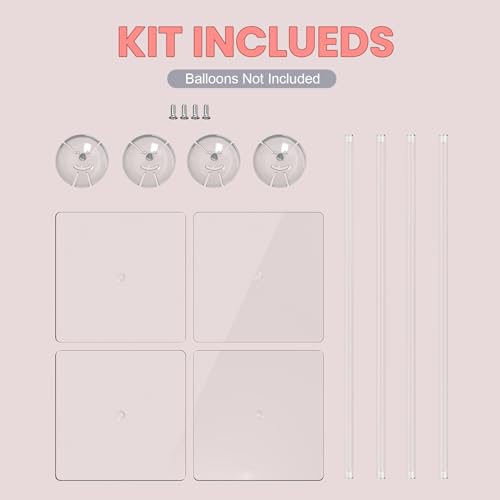 YALLOVE Clear Acrylic Tabletop Balloon Stand Kit, 15.75 Inch 4 pack Balloon Stick Holder with Base for Table Top Centerpie...