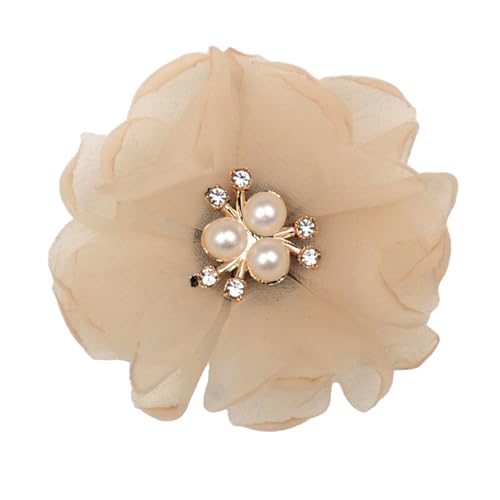 Rhinestone Pearls Flower Hair Clip Hairpins for Women Organza Mesh Fabric CZ Floral Brooches and Pins Shell Pearl Headpiec...
