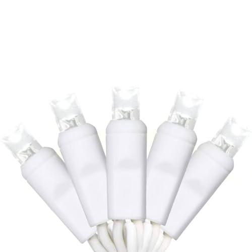 50 Counts Cool White LED Christmas Lights - 25ft Christmas Tree Lights Commercial Grade Outdoor Waterproof, White Wire Coo...