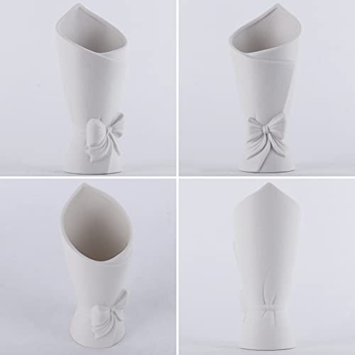 Frosted Porcelain Floral Handmade Vases,Frosted Ceramic vases,Geometric Ceramic Flower Vase for Modern Home Decoration and...