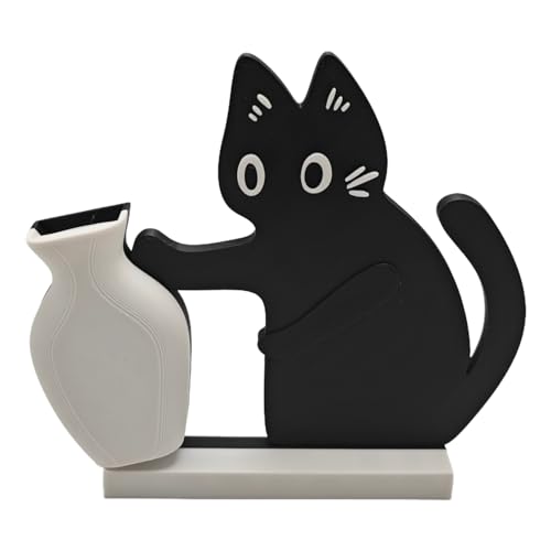 Cat Push Flower Vase for Home Decor Cute Vases for Table Room Decor Unique Lollipop Vases for Women Cat Lover Birthday Gif...