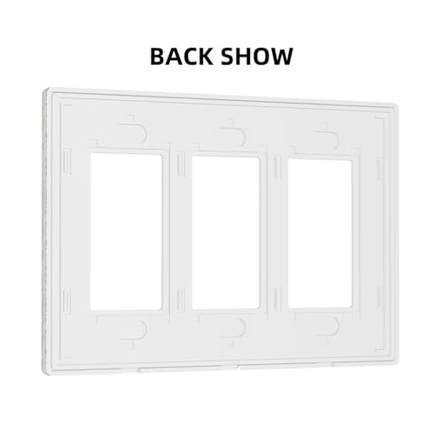 Yellow/Cream Beige Flower Decorative Screwless Decorator Wall Plates 3-Gang Receptacle Outlet Cover Simply Neutral Boho Vi...