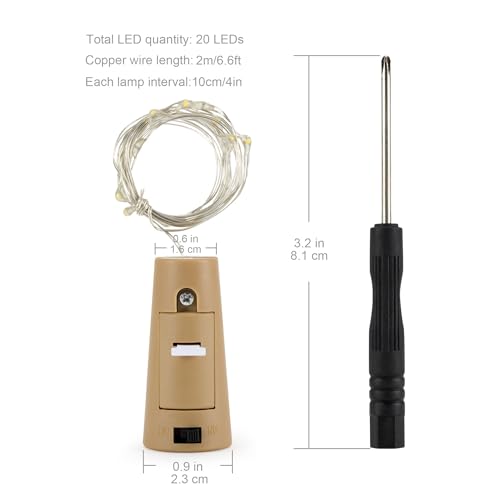 Aluan Wine Bottle Lights with Cork, Christmas Lights 10 Pack 20 LED Mini Fairy String Lights, Waterproof Battery Operated ...