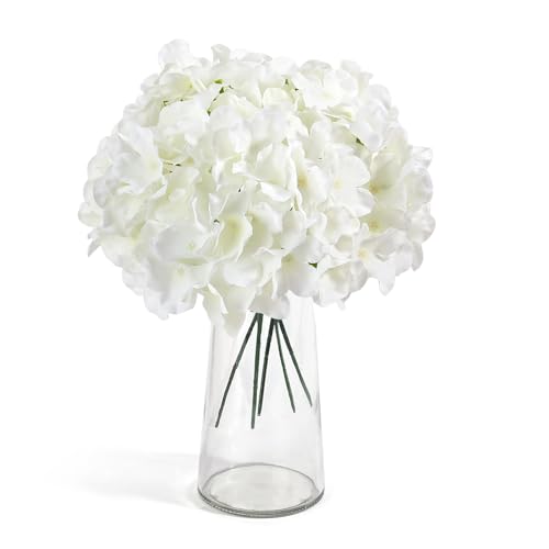 Auihiay 26 Pieces Hydrangea Artificial Flowers Silk Hydrangea Flowers Artificial Flowers Heads with Stems for Home Wedding...