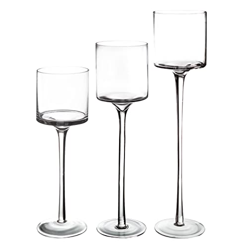 Royal Imports Glass Candleholder Flower Vase, Floating & Pillar Candle Centerpiece Display, Decorative Hurricane on Pedest...