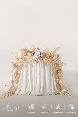 Ling's Moment 9FT Flower Garland for Backdrop Decorations - Wedding Arch Flowers, Eucalyptus & Rose, Artificial Floral Gar...