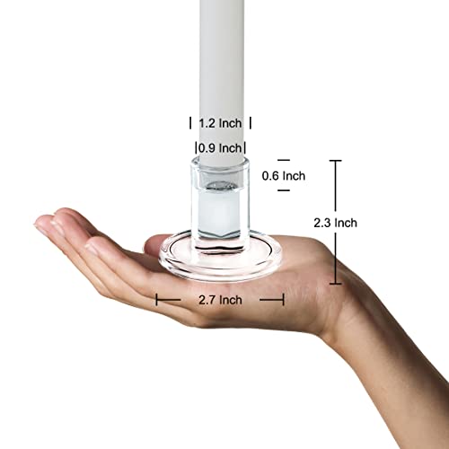 AGLARY 4pcs Taper Candle Holders, Glass Crystal Candlestick Holders Bulk, Clear Candle Holders for Dining Table Centerpiece