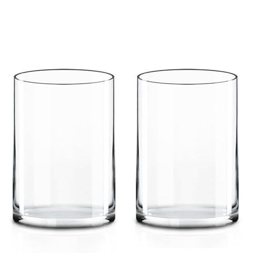 CYS Excel 2 PCS Clear Glass Cylinder Vase (D:5" H:7") | Multiple Size Choices Glass Flower Vase Centerpieces | Hurricane F...