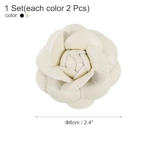 PATIKIL Flower Hair Clips, 2 Pack Camellia Hairpin Floral Brooches Pin Handmade Leather Flower Brooch for Lady Bridal Wome...