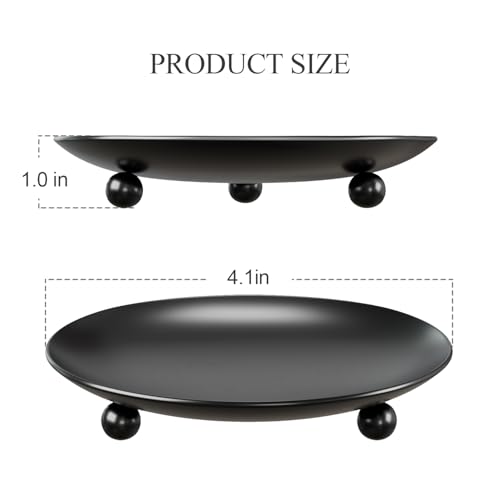 Apsvwys Black Candle Holders for Pillar Candles, Set of 2 Premium Metal Candle Plates Candle Stand for LED or Wax Candles,...