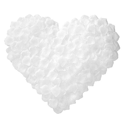 BESKIT Artificial Silk Rose Petals for Romantic Night, Wedding, Party, Anniversary Flower Decorations (White, 2100 PCS)