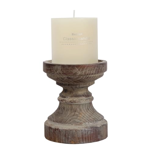 SOFE Decorative Pillar Candle Holder, Rustic Wood Candle Holders for Table Centerpiece, Handmade Farmhouse Candle Holders,...