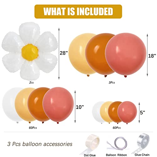 Daisy Balloon Arch Retro Burnt Orange Boho Balloon Garland Kit Sunshine Balloon Groovy Flower Decor for Daisy, Sun, and Ci...