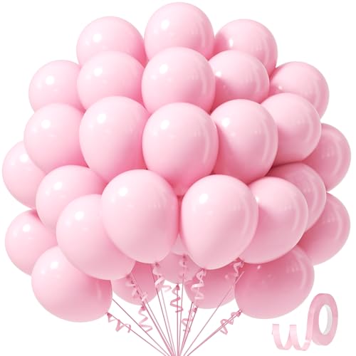 Awenztech Light Pink Balloons 12 inch, Pastel Pink Latex Balloon 50pcs Party Balloons for Graduation Bridal Baby Shower Ge...