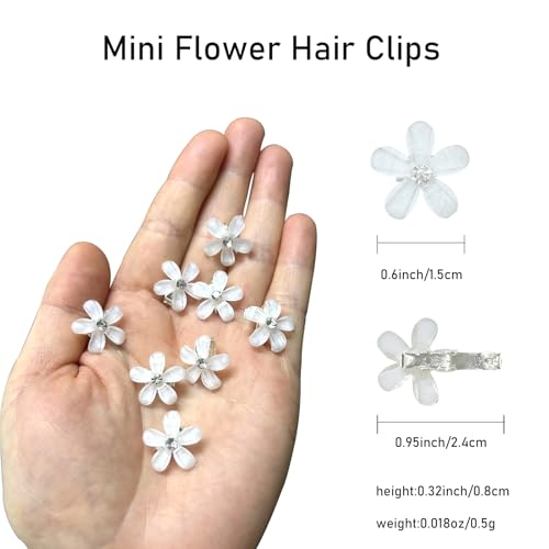 Mini Rhinestone Flower Hair Clips,20Pcs Cute Small Flower Decorative Wedding Bridal Hair Barrettes and Pins Hair Accessori...