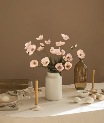 IPOPU Artificial Poppy Silk Flowers 6pcs Poppy Flowers Artificial Realistic Faux Flowers for Vase for Home Decor Indoor fo...