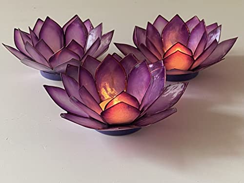 Om Gallery Capiz Shell Lotus Flower Decor Tealight Candle Holder for Serene Ambiance - Handmade Decorative Candle Holders ...