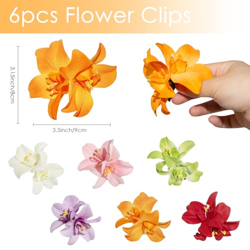 Generic 6 Colors Artificial Flower Hair Clips, Bohemian Flower Hairpin Hawaiian Hairpin for Seaside Holiday, 3.5 Inch Brid...