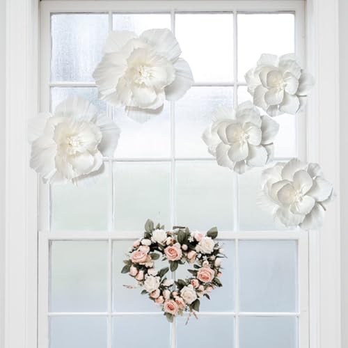 ANSOMO White Paper Flowers Artificial 3D Wall Décor Wedding Birthday Bridal Baby Shower Nursery Room Backdrop Table Center...